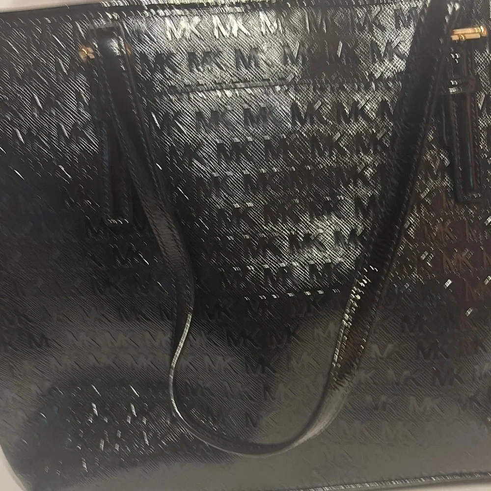 Michael Kors Black Structured Tote with Signature Monogram - Picture 5 of 6